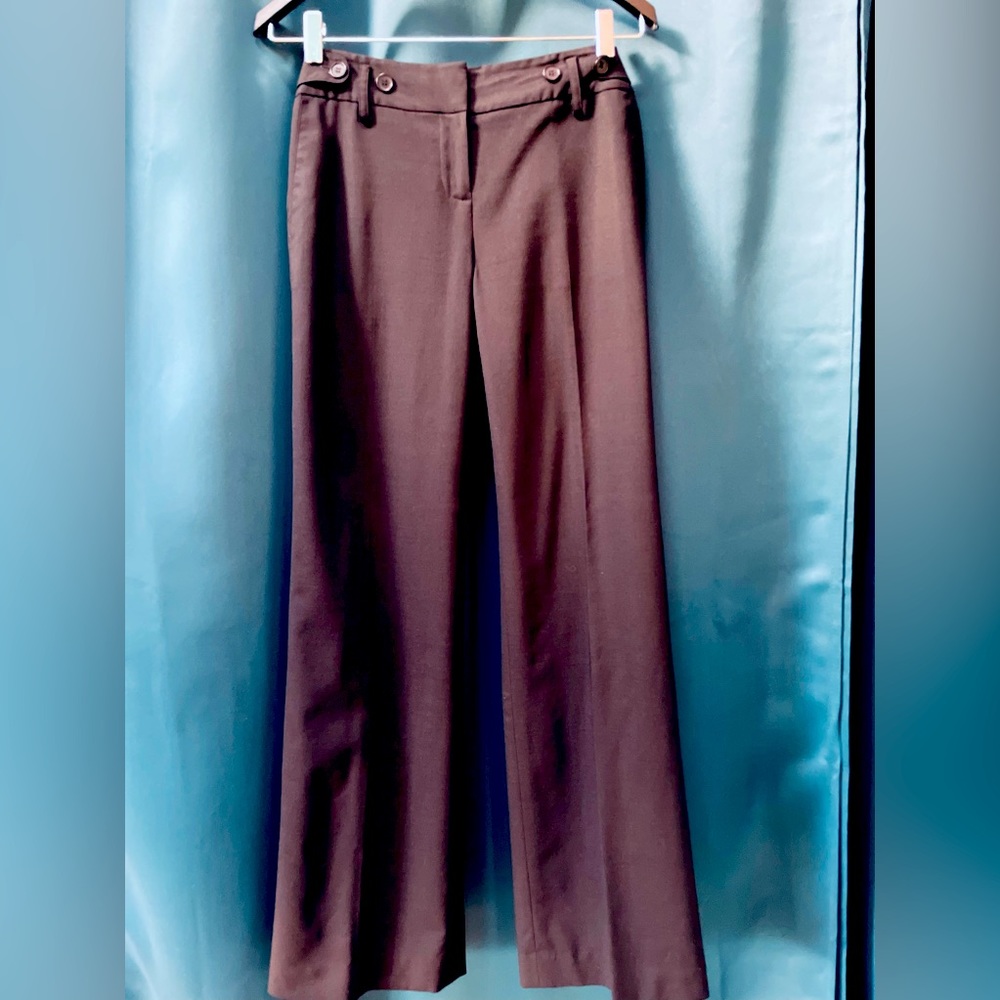 Size 0 Flat-front Wool-blend Black Trouser